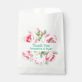 Pink Roses & Green Foliage Wedding Thank You フェイバーバッグ (正面)