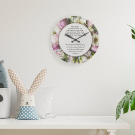 Pink Roses Homeのヘ賛美ブル語と英語 ラージ壁時計