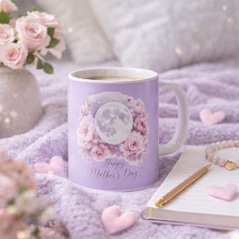 Pink Roses Lavender Moon Mug, Mother's Day Gift コーヒーマグカップ