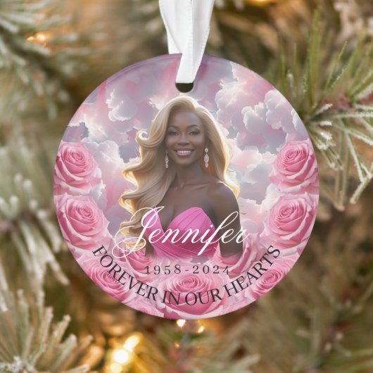 Pink Roses Memorial Christmas Tree Ornament オーナメント (ツリー)