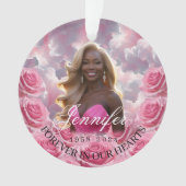 Pink Roses Memorial Christmas Tree Ornament オーナメント (正面)