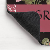 Pink Roses on Black Floral Personal Mouse Pad マウスパッド (コーナー)