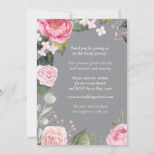 Pink Roses on Grey Customizable Wedding Invitation (裏面)