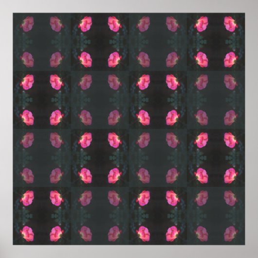 Pink Roses Pattern ポスター (正面)