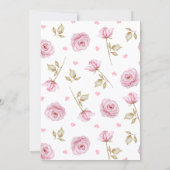 Pink roses pattern bow baby shower 招待状 (裏面)
