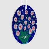 Pink Roses Personalized Acrylic Ornament オーナメント (正面)