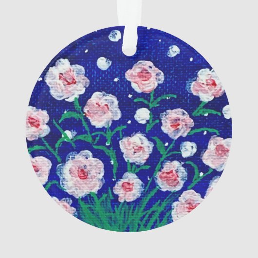 Pink Roses Personalized Acrylic Ornament オーナメント (裏面)