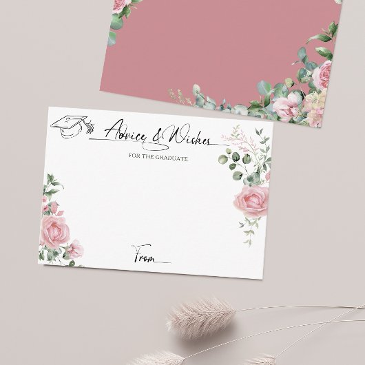 Pink Roses Script Advice And Wishes Graduation エンクロージャーカード