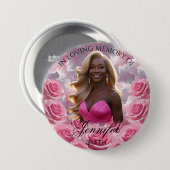 Pink Roses Sky Funeral Memorial Button Keepake 缶バッジ (正面&裏面)