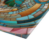 Pink Roses Stained Glass Mosaic カッティングボード (角)