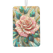 Pink Roses Stained Glass Mosaic カーエアーフレッシュナー (裏面)