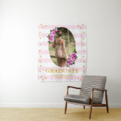 Pink Roses Striped Graduation Brunch タペストリー (インサイチュ)