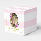 Pink Roses Striped Graduation Brunch フェイバーボックス (正面サイド)