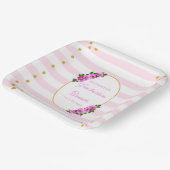 Pink Roses Striped Graduation Brunch ペーパープレート (傾斜あり)