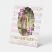 Pink Roses Striped Graduation Brunch 台座サイン (正面)