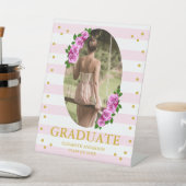 Pink Roses Striped Graduation Brunch 台座サイン (インサイチュ)