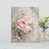 Pink Roses Vintage Junk Journal Scrapbook Paper (スタンド正面)