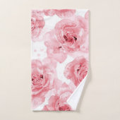 Pink Roses Watercolor Floral Blush Botanical バスタオルセット (ハンドタオル)