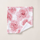 Pink Roses Watercolor Floral Blush Botanical バスタオルセット (ウォッシュタオル)