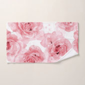 Pink Roses Watercolor Floral Blush Botanical バスタオルセット (ハンドタオル)