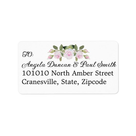 Pink Roses Wedding Address Label for RSVP  ラベル (正面)