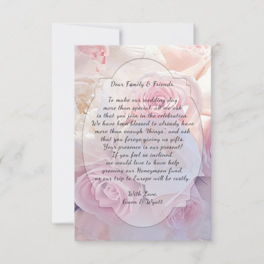 Pink Roses Wishing Well Wordding Card 招待状 (正面)