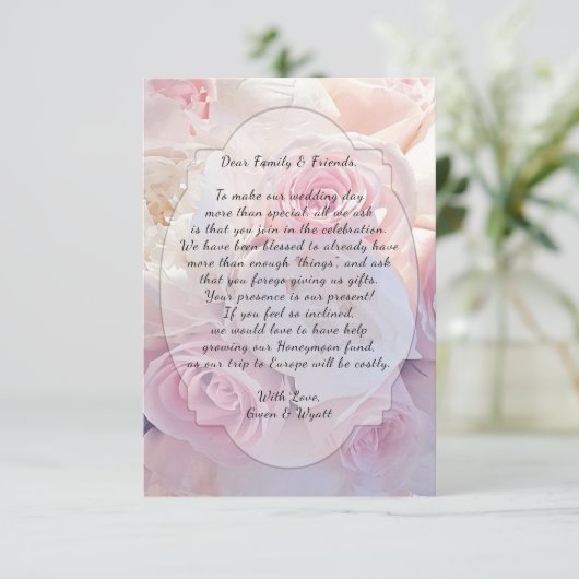 Pink Roses Wishing Well Wordding Card 招待状 (スタンド正面)