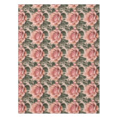 Pink Roses With Brushstroke Leaves  テーブルクロス (正面)