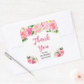 Pink Roses with Foliage Birthday Thank You スクエアシール (封筒)