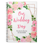 Pink Roses with Foliage Wedding Planner ノートブック (正面)