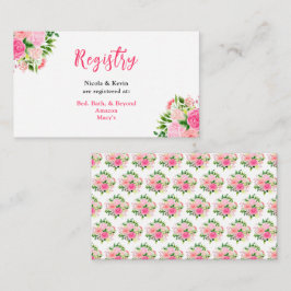 Pink Roses with Foliage Wedding Registry エンクロージャーカード