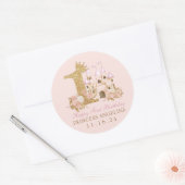  Pink RosesCastle Princess 1st Birthday  ラウンドシール (封筒)