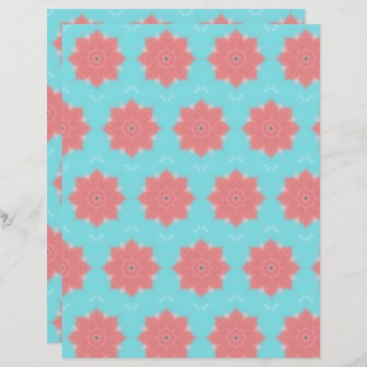 Pink Rosettes on Blue Scrapbook Paper (正面/裏面)