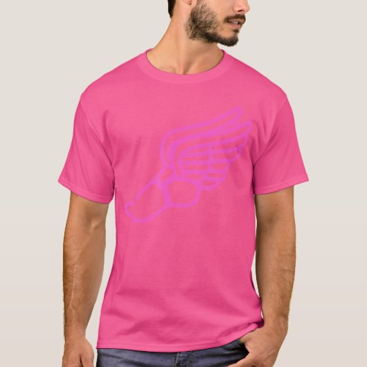 Pink Running Shoe With Wings Track And Field Sneak Tシャツ (正面)