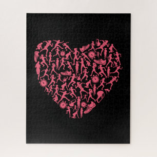 Pink Running Silhouette Heart - Women Runner ジグソーパズル