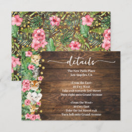 Pink Rustic Wild Safari Animals Baby Shower Detail エンクロージャーカード