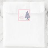 Pink rustic Winter Bow Christmas Tree Baby Shower  スクエアシール (バッグ)