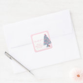Pink rustic Winter Bow Christmas Tree Baby Shower  スクエアシール (封筒)