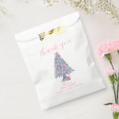 Pink Rustic Winter Bow Christmas Tree Baby Shower フェイバーバッグ (封をした状態)