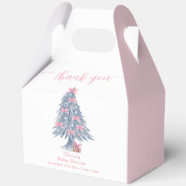 Pink Rustic Winter Bow Christmas Tree Baby Shower フェイバーボックス