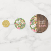 Pink Safari Animal Rustic Gold Glitter Baby Shower コンフェッティ (裏面)