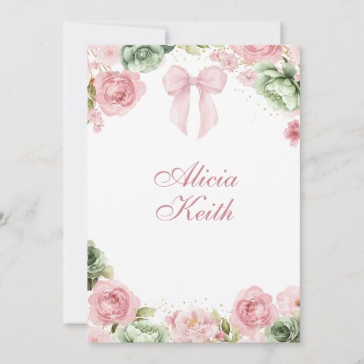 Pink Sage Bow Coquette Butterfly Princess Quin 招待状 (裏面)