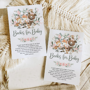 Pink Sage Floral Woodland Animals Books for Baby エンクロージャーカード