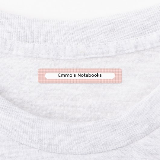 Pink & Sage Green Gingham Checker Custom Name  ラベル (貼付)