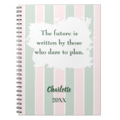 Pink sage green inspirational quote writing ノートブック (正面)