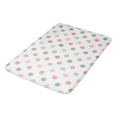 Pink & Sage Green Polka Dot バスマット (アングル)