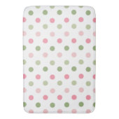 Pink & Sage Green Polka Dot バスマット (正面縦)
