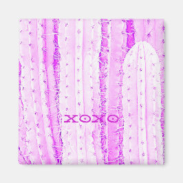 Pink Saguaro Cactusフォトアートおもしろい マグネット