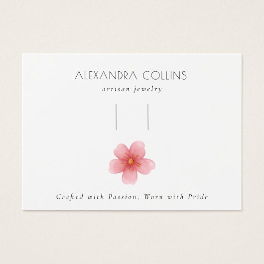 Pink Sakura Blossom Floral Hair Clip Display Card  (正面)