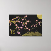 Pink Sakura Gold Black Japanese Screen Poster キャンバスプリント (正面)